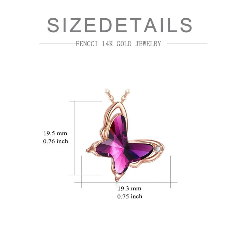 14K Rose Gold Flying Butterfly Pendant Necklace