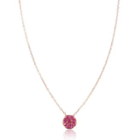 14K Rose Gold Mini Pink Sapphire Disc Pendant