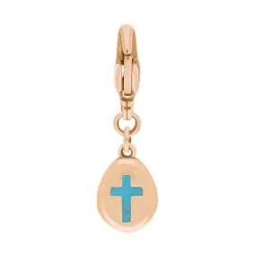 18ct Rose Gold Turquoise Pear Shaped Cross Clip Charm