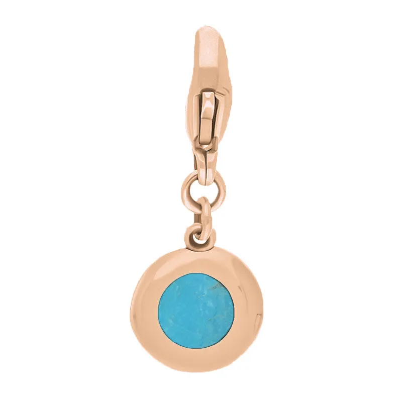 18ct Rose Gold Turquoise Round Shaped Star Clip Charm