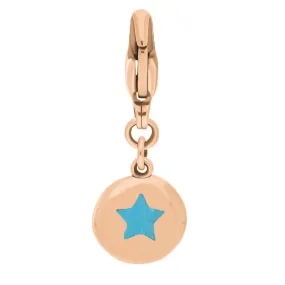 18ct Rose Gold Turquoise Round Shaped Star Clip Charm