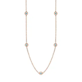 18ct Rose Gold Turquoise Star Link Disc Chain Necklace