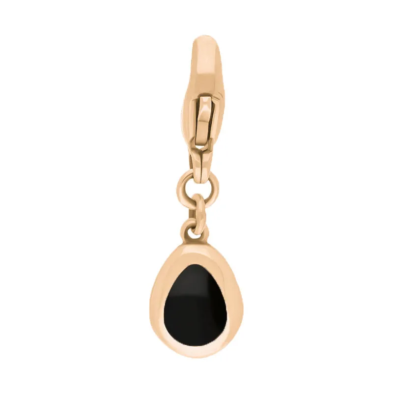 18ct Rose Gold Whitby Jet Pear Shaped Cross Clip Charm