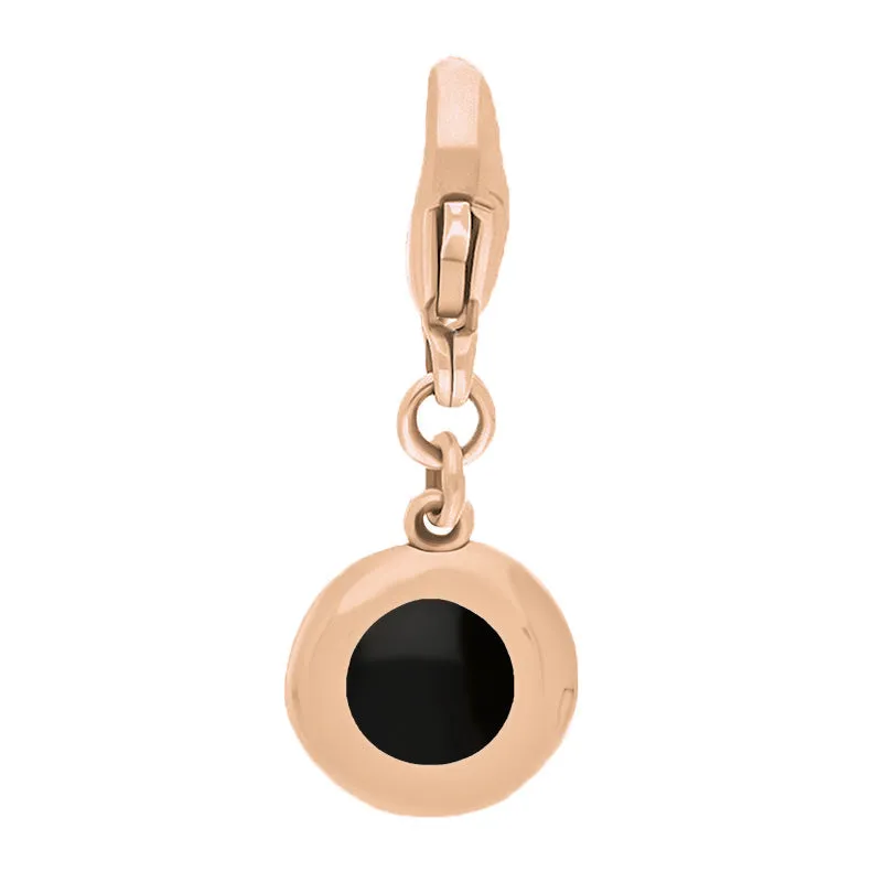 18ct Rose Gold Whitby Jet Round Shaped Heart Clip Charm