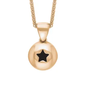 18ct Rose Gold Whitby Jet Star Disc Necklace