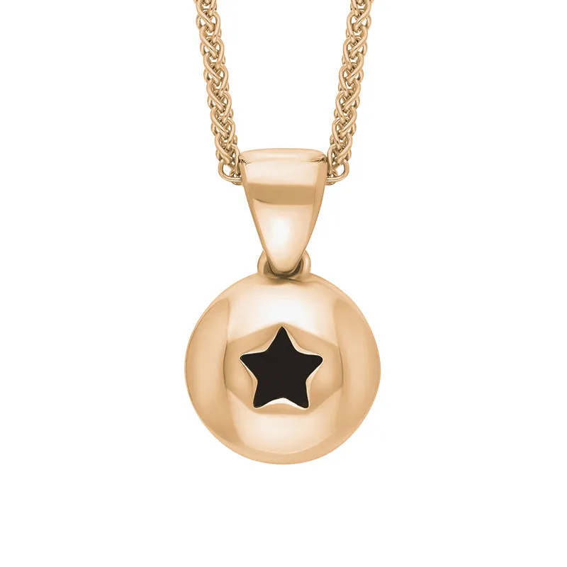 18ct Rose Gold Whitby Jet Star Disc Necklace