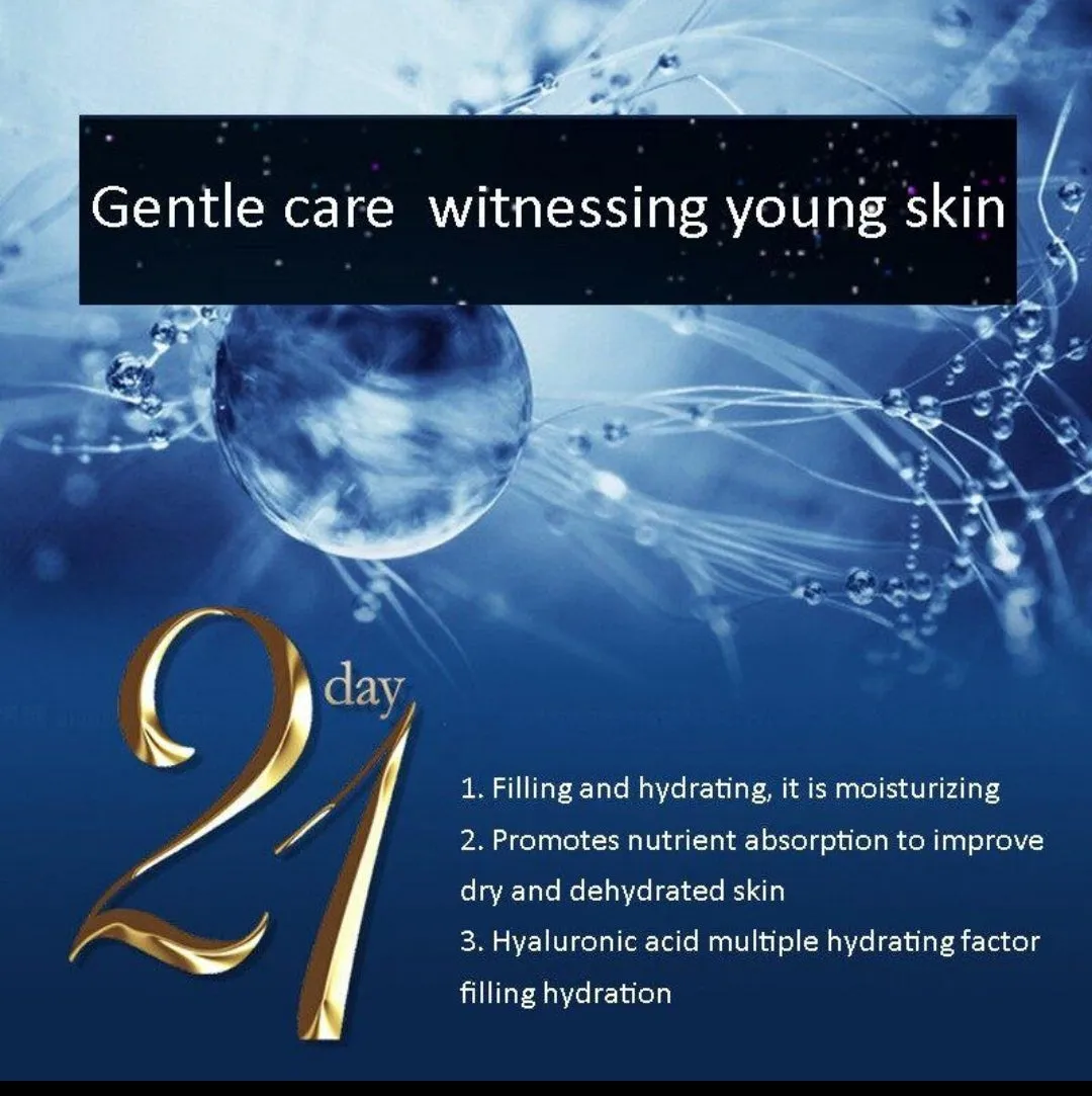 21 Day Moisturizing Goodnight Essence Liquid Replenish Skin Shows Smooth Hydrated Hyaluronic Acid Extract 2ML-21PCS