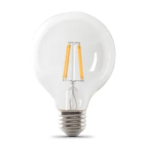 3.8W (40W Replacement) Bright White (3000K) E26 Base G25 Filament LED Bulb (3-Pack)