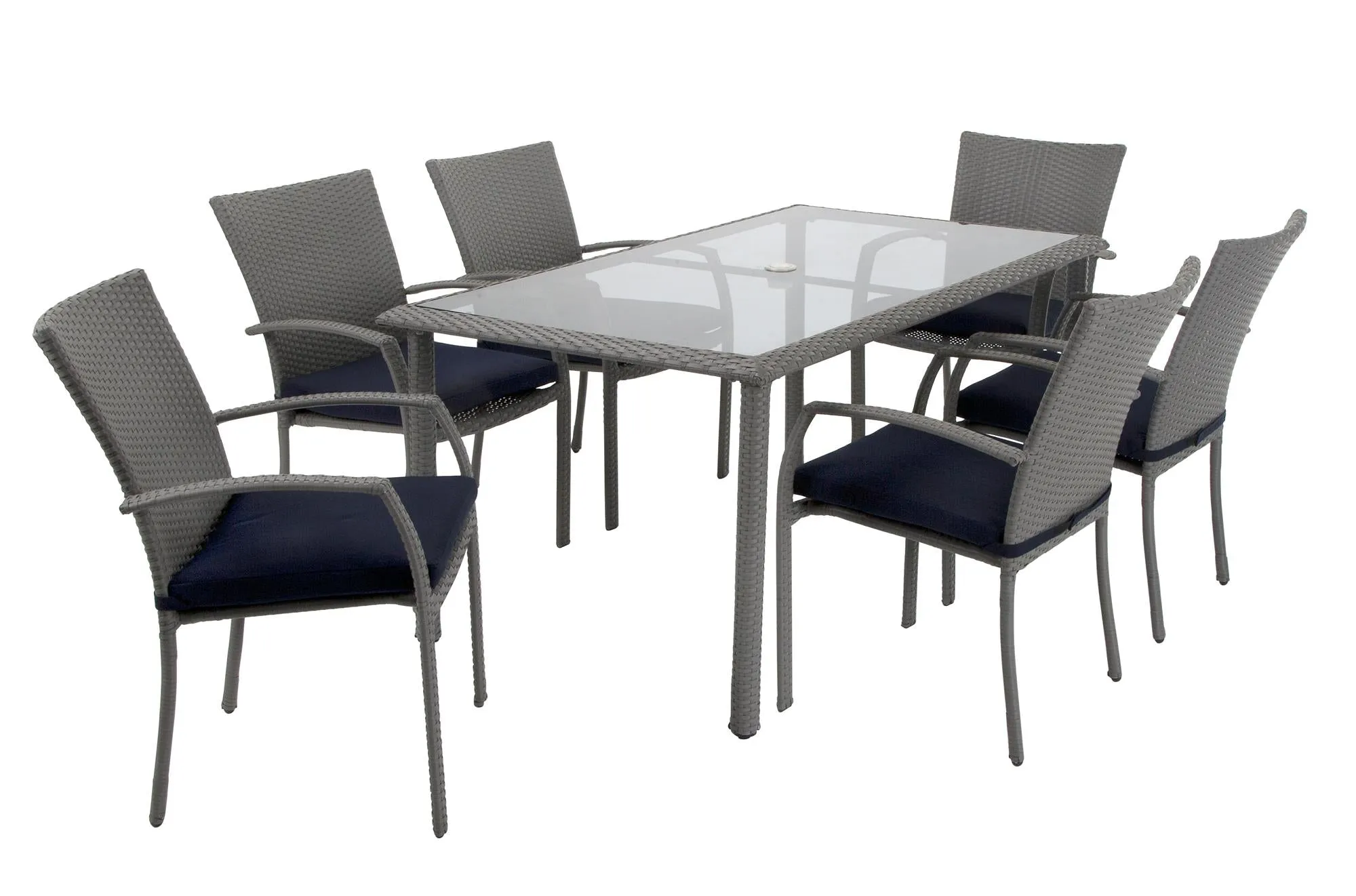 7 Piece Lakewood Ranch Steel and Wicker Patio Dining Set