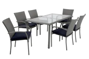 7 Piece Lakewood Ranch Steel and Wicker Patio Dining Set