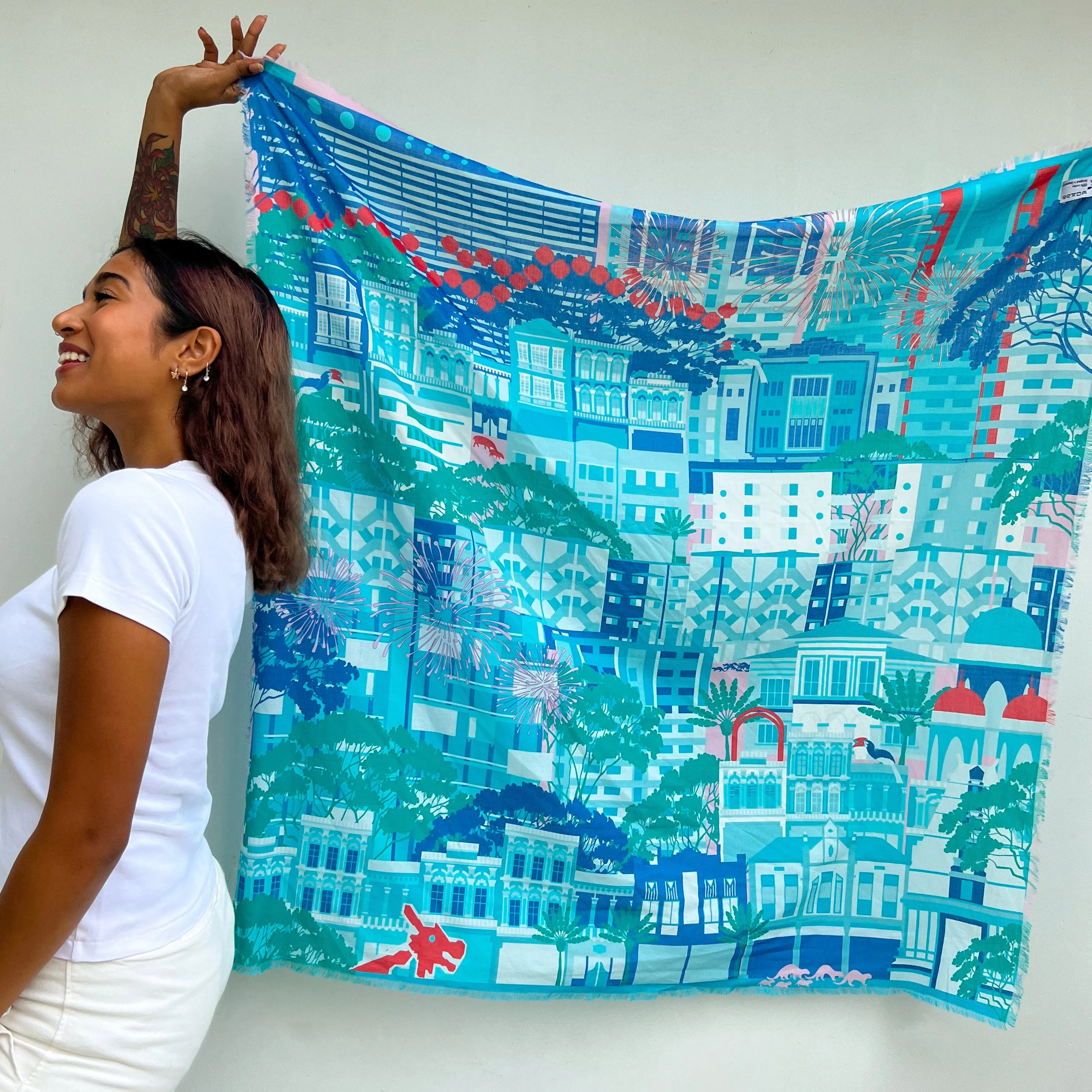 A City in a Garden Cotton Scarf