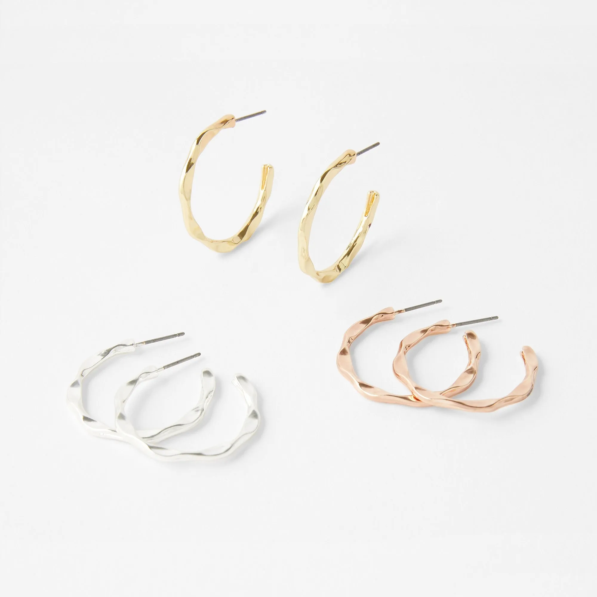 Accessorize London 3 X Mixed Metal Hoop Pack