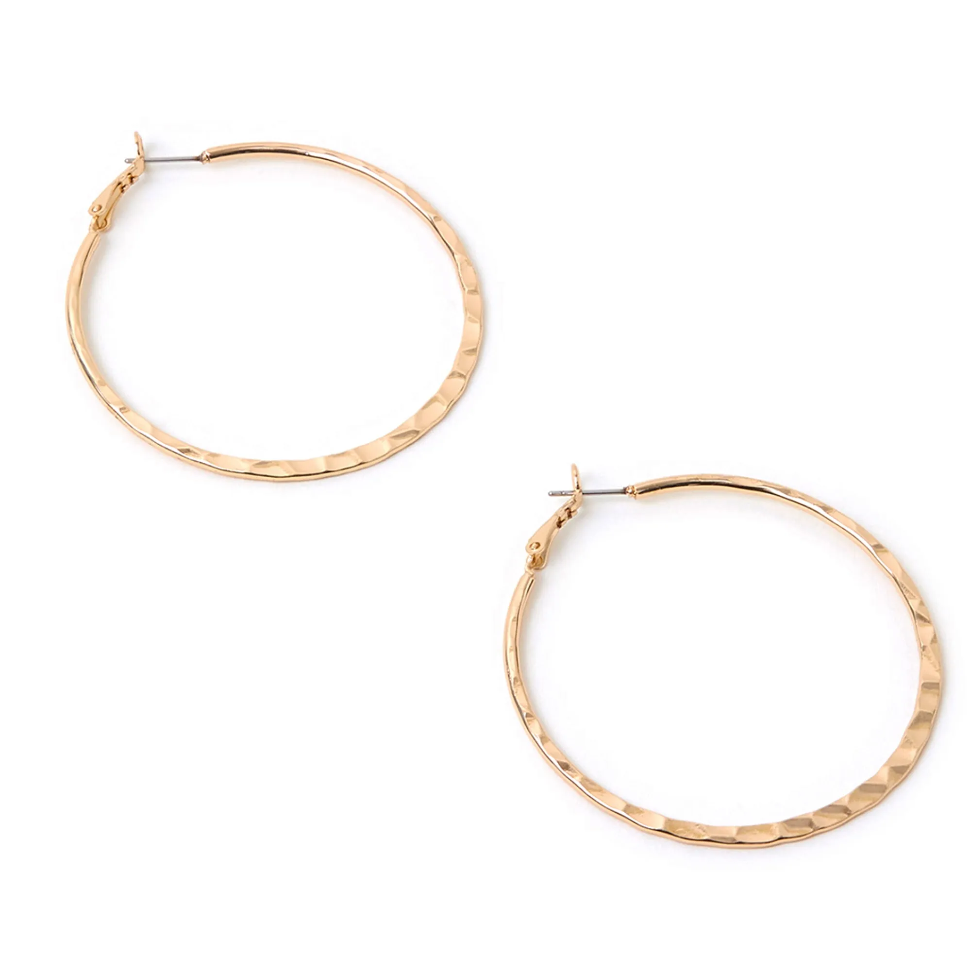 Accessorize London Women's Gold Textured Large Hoop Earrings