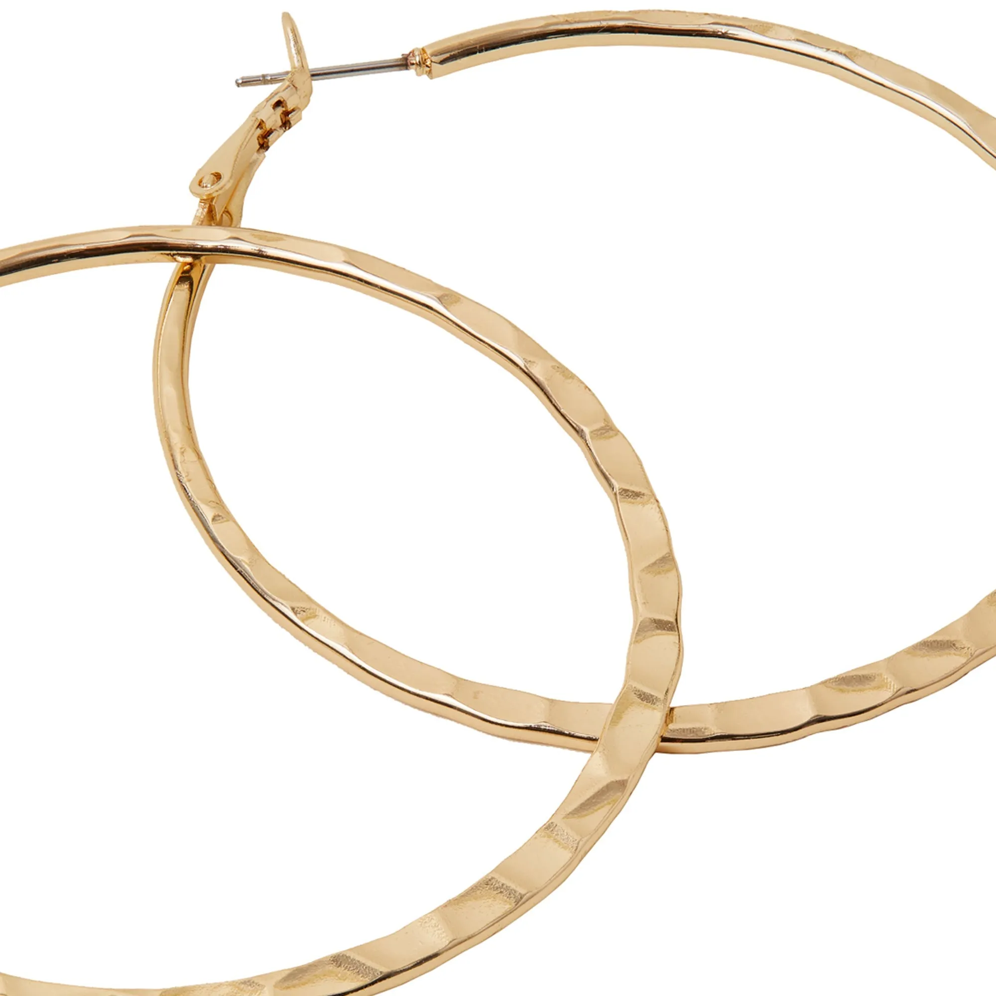 Accessorize London Women's Gold Textured Large Hoop Earrings