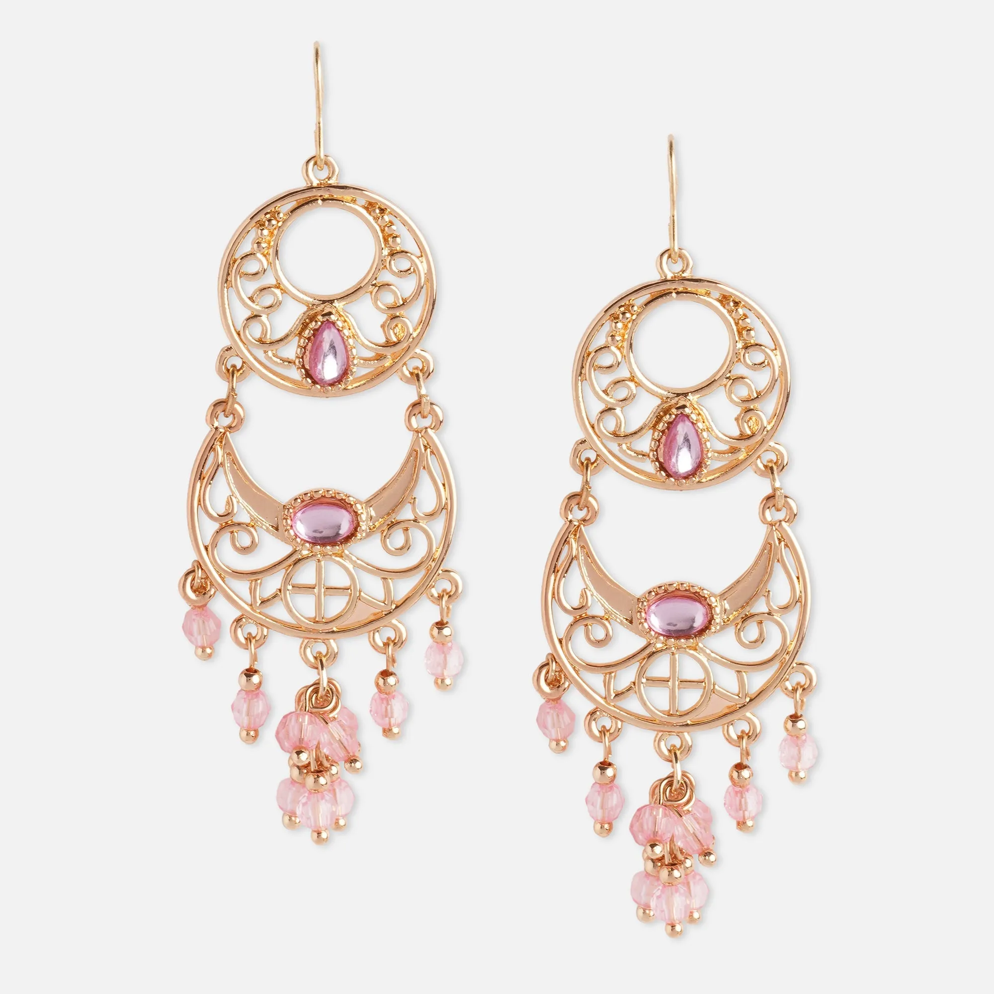 Accessorize London Women's Pink Gold Chandbalis