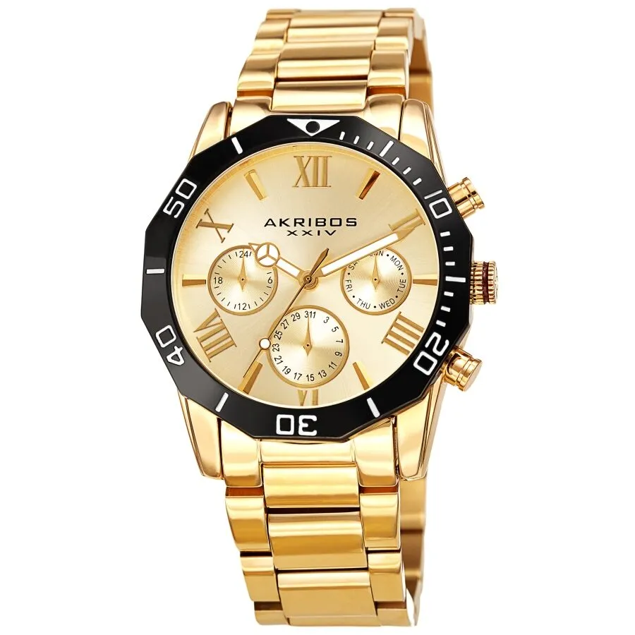 Akribos Xxiv Gold Tone Dial Dodecagon Men's Watch AK1054YG