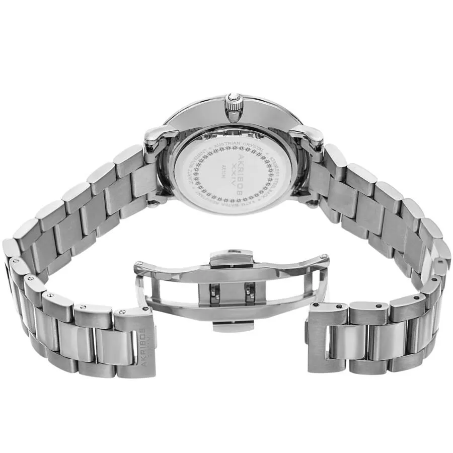 Akribos Xxiv Quartz Crystal White Dial Ladies Watch AK1036SS