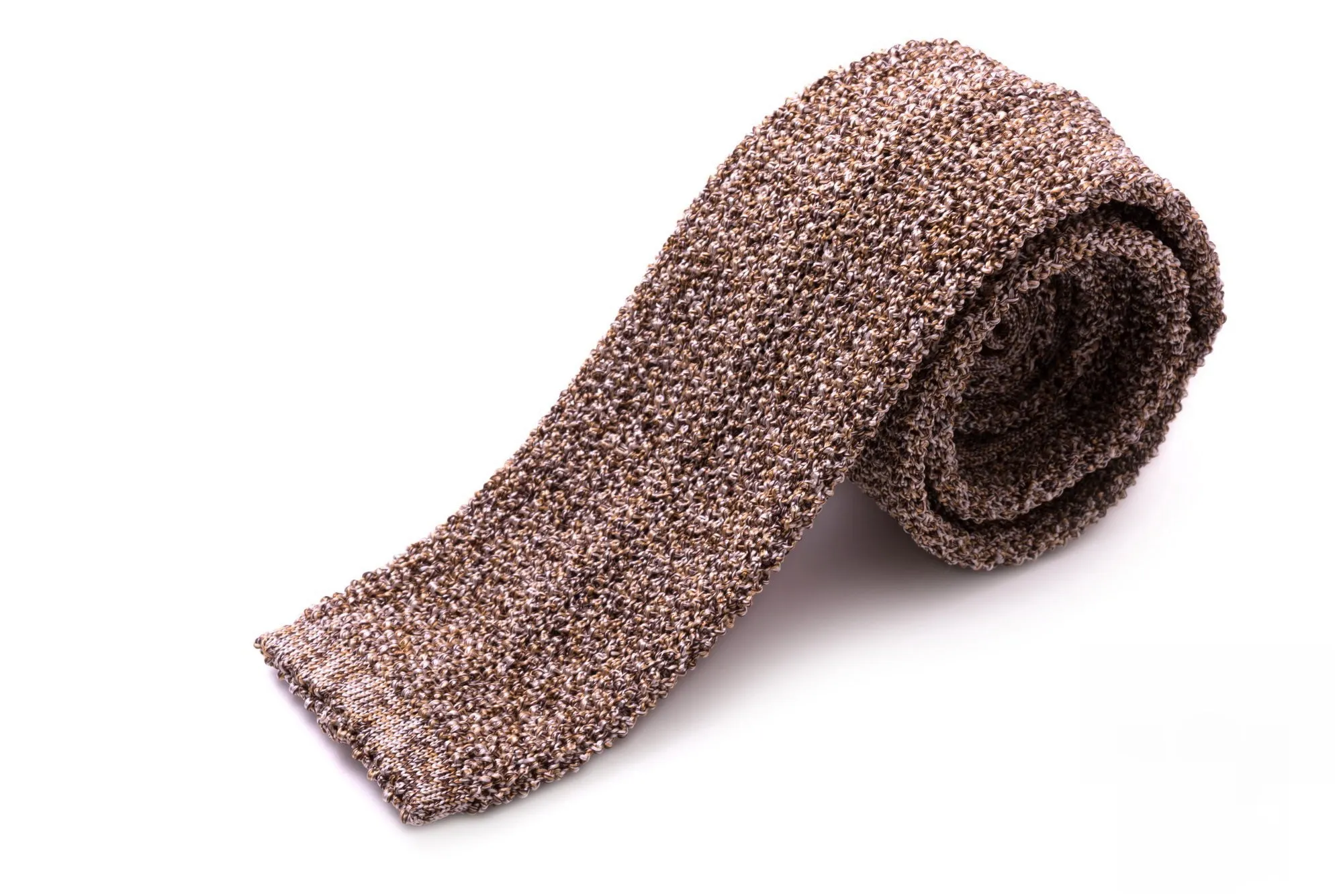 Beige & Brown Mottled Silk Knit Tie