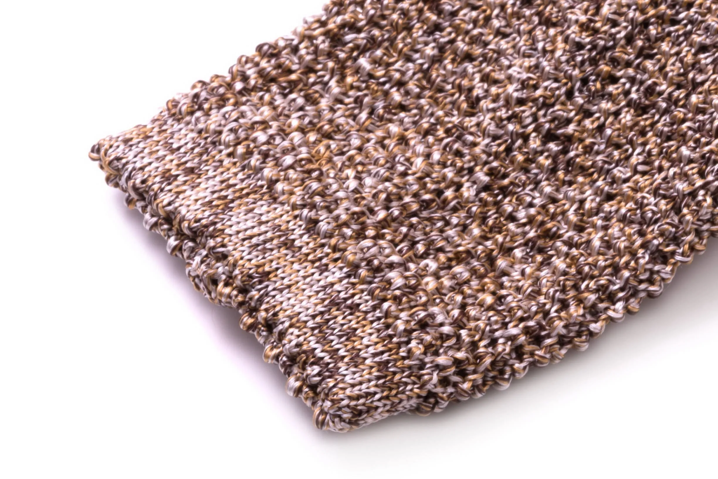 Beige & Brown Mottled Silk Knit Tie