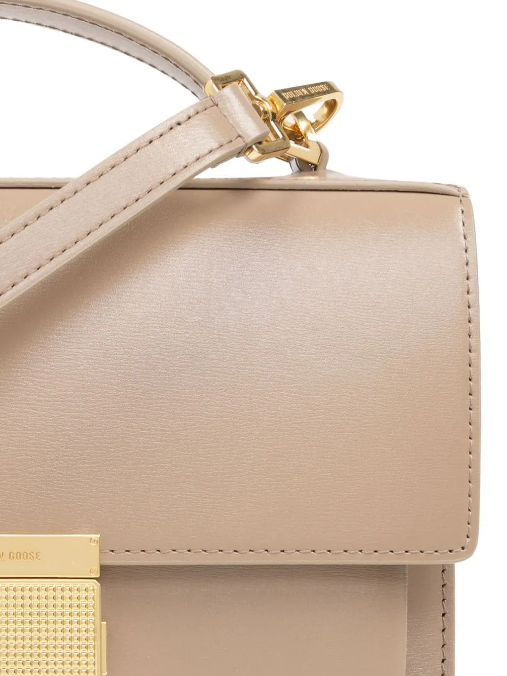 BEIGE LEATHER HANDBAG WITH STRAP