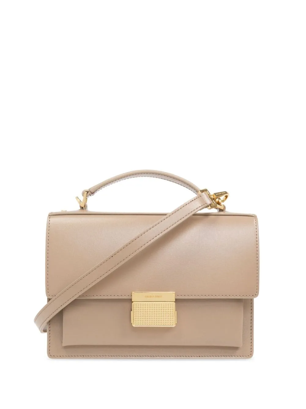 BEIGE LEATHER HANDBAG WITH STRAP