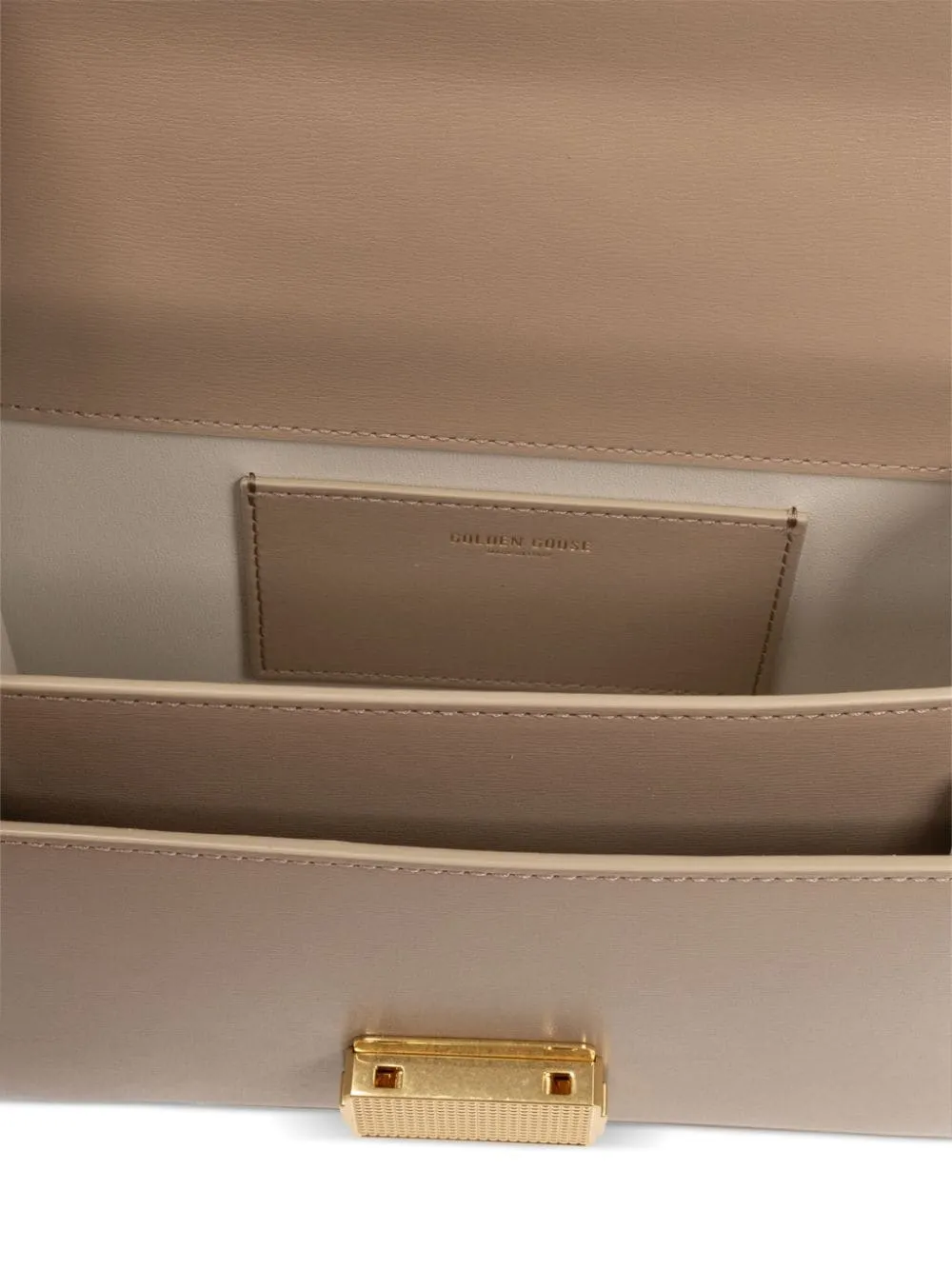 BEIGE LEATHER HANDBAG WITH STRAP