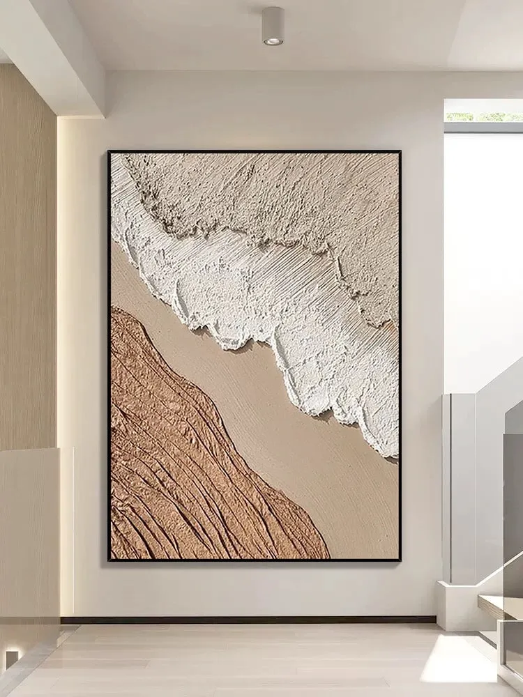 Beige White Beach Textured Wall Art