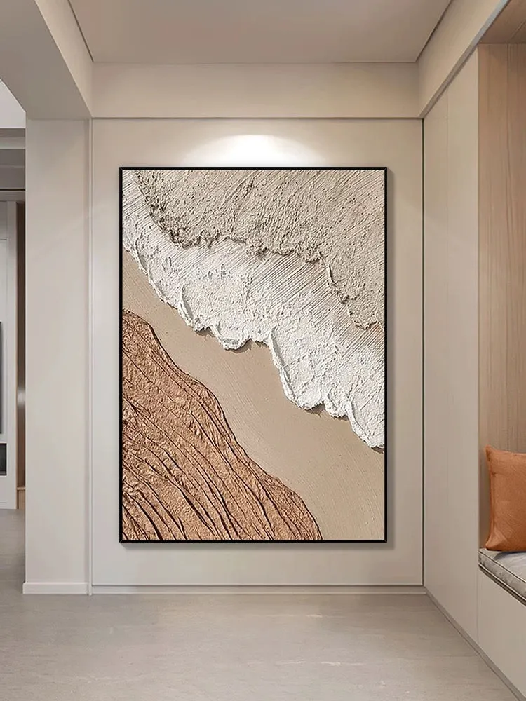 Beige White Beach Textured Wall Art