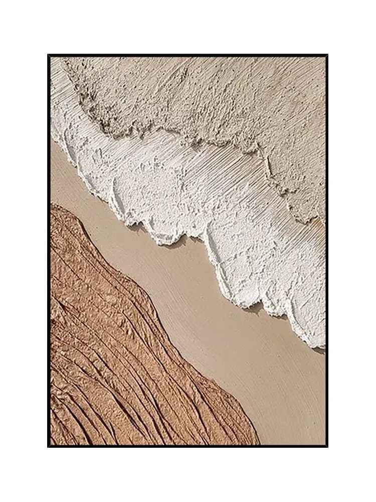 Beige White Beach Textured Wall Art