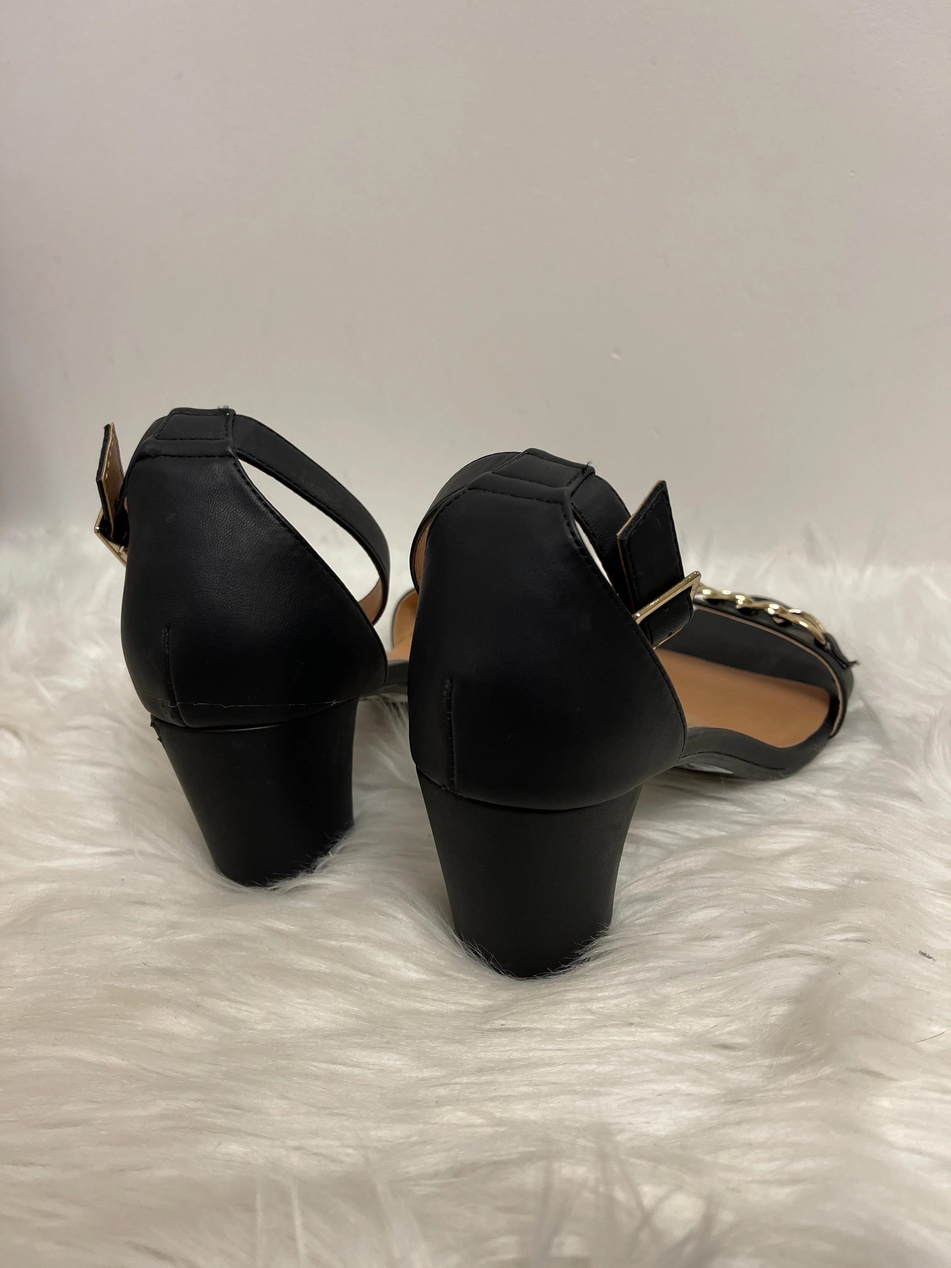 Black & Gold Shoes Heels Block White Mountain, Size 10