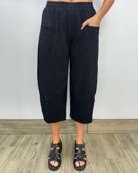 Black Textured Pant with Pockets