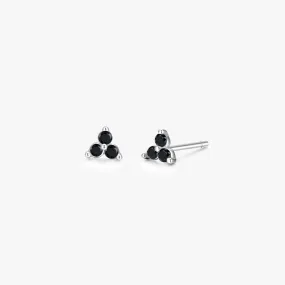 Black Twinkle Sterling Studs in Silver