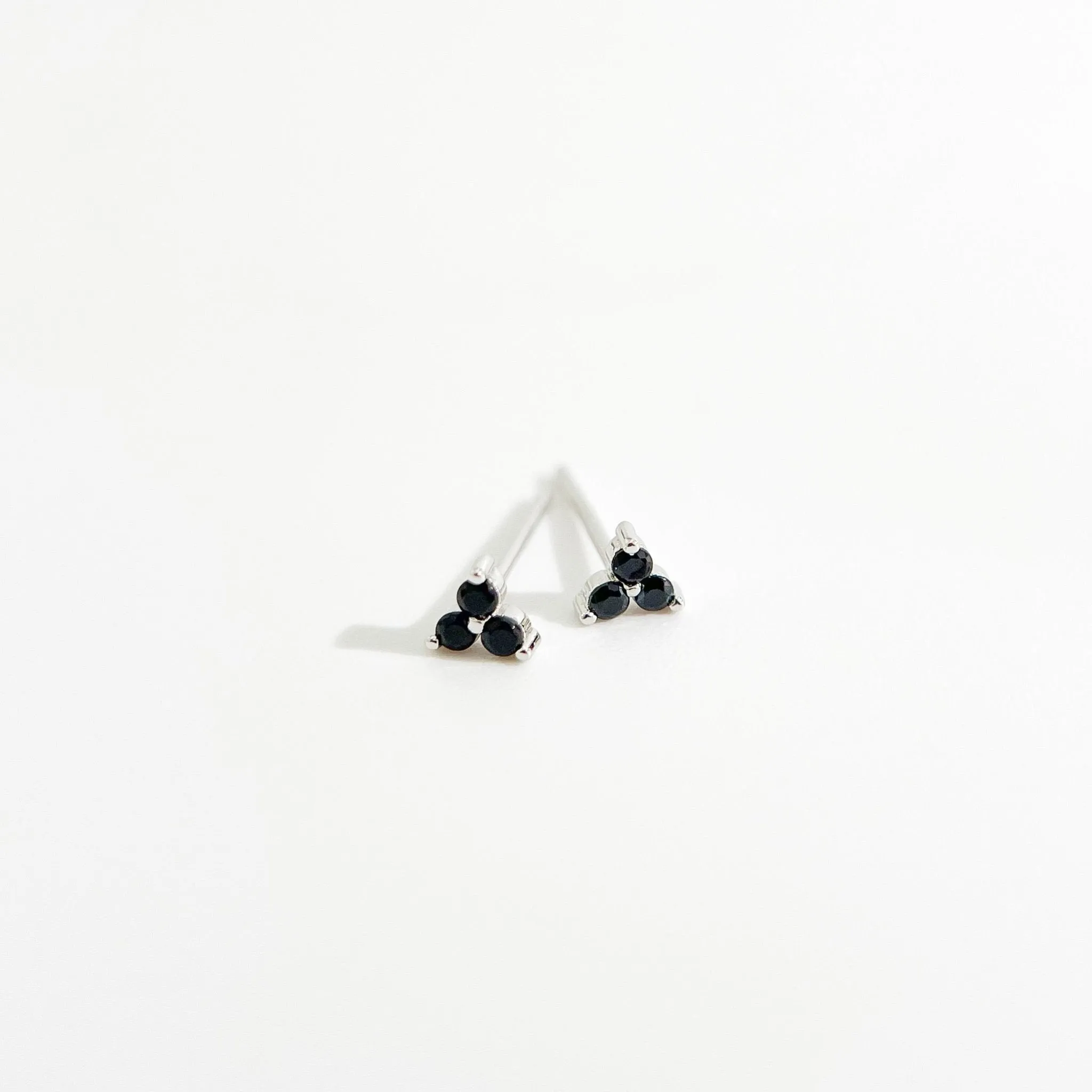 Black Twinkle Sterling Studs in Silver