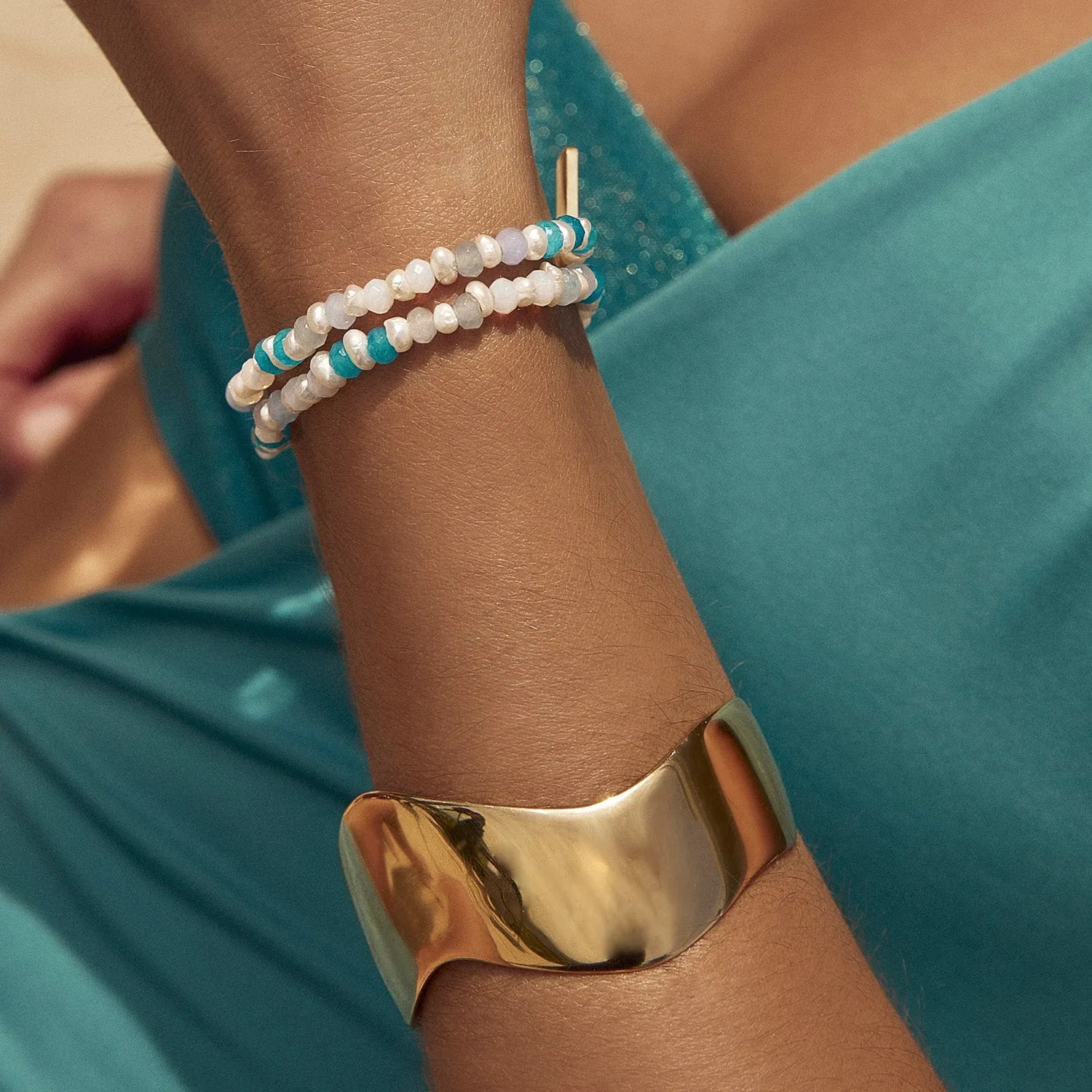 Bloom Pearl and Gemstone Bracelet - Ocean