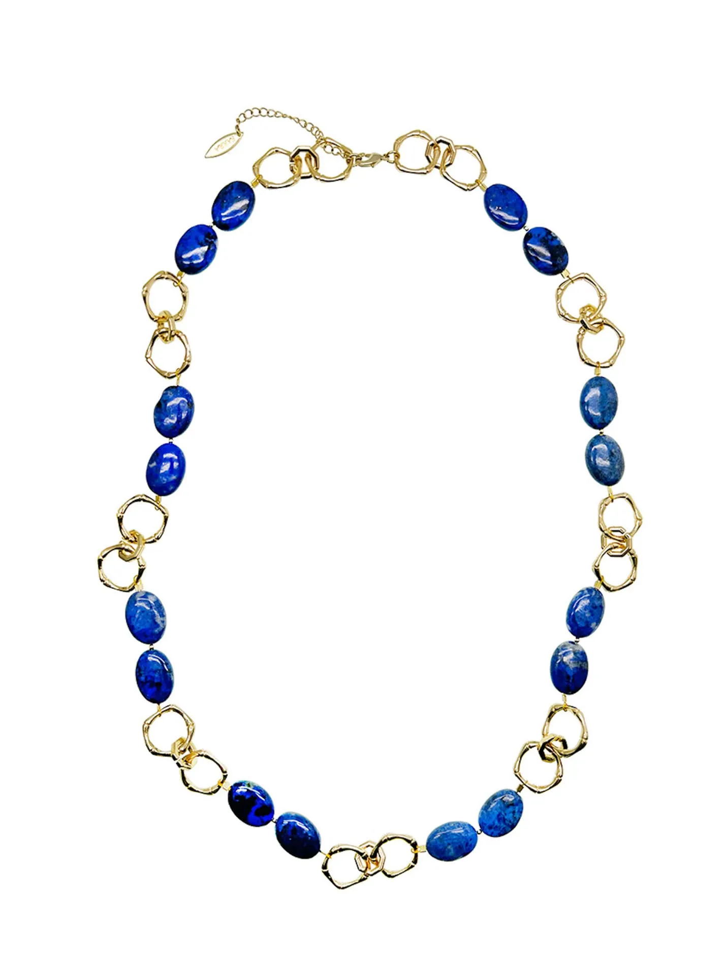 Blue Agate Chain Trendy Necklace KN017