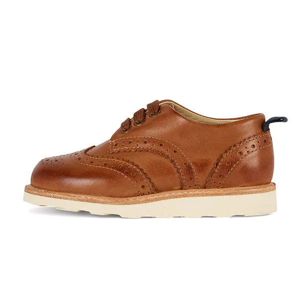 Brando Brogue Kids Shoe Tan Burnished Leather