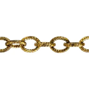 Brass Chain - Textured Oval Cable 5mm - By the Foot