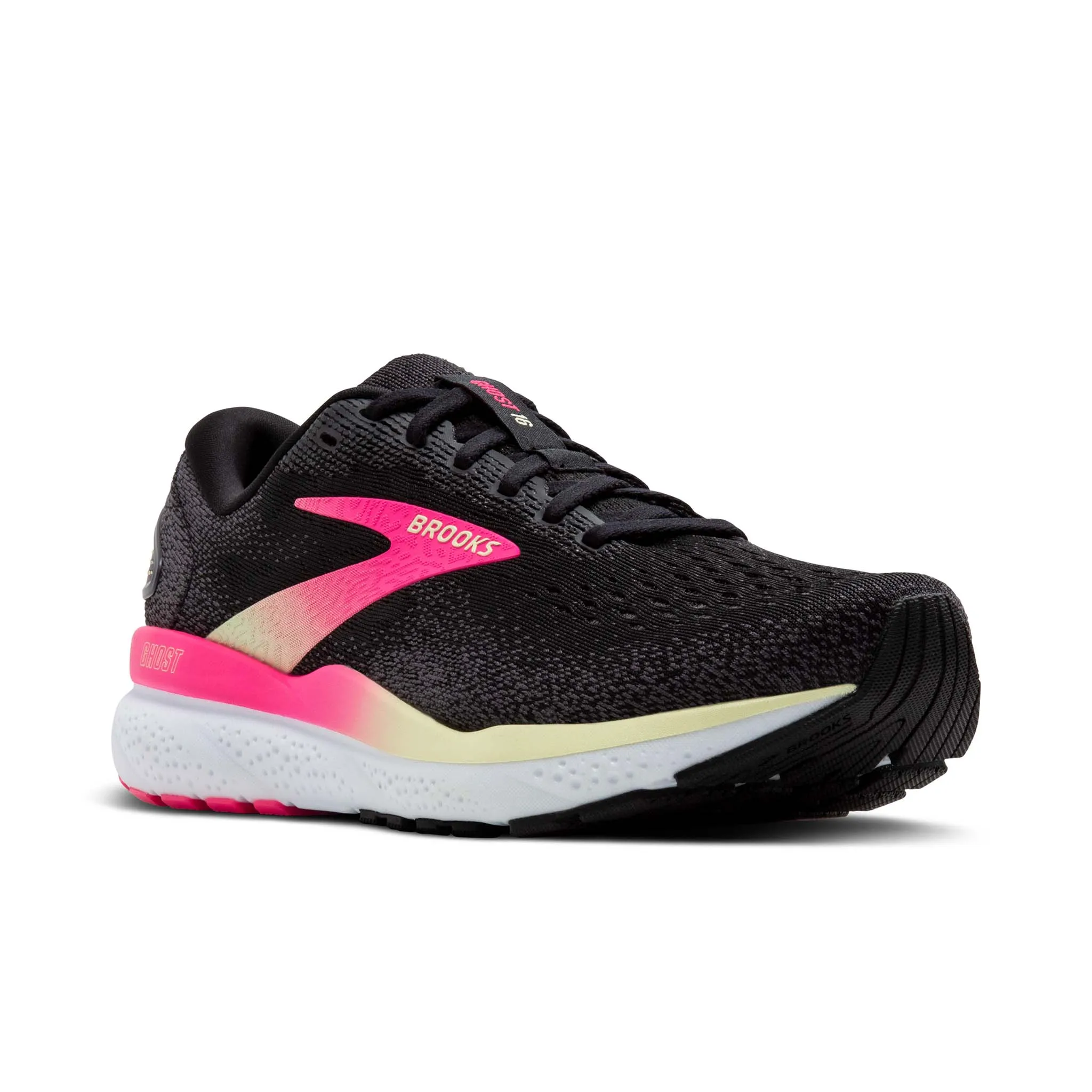 Brooks | Women's Ghost 16 Running Shoes - Black/Pink/Yellow