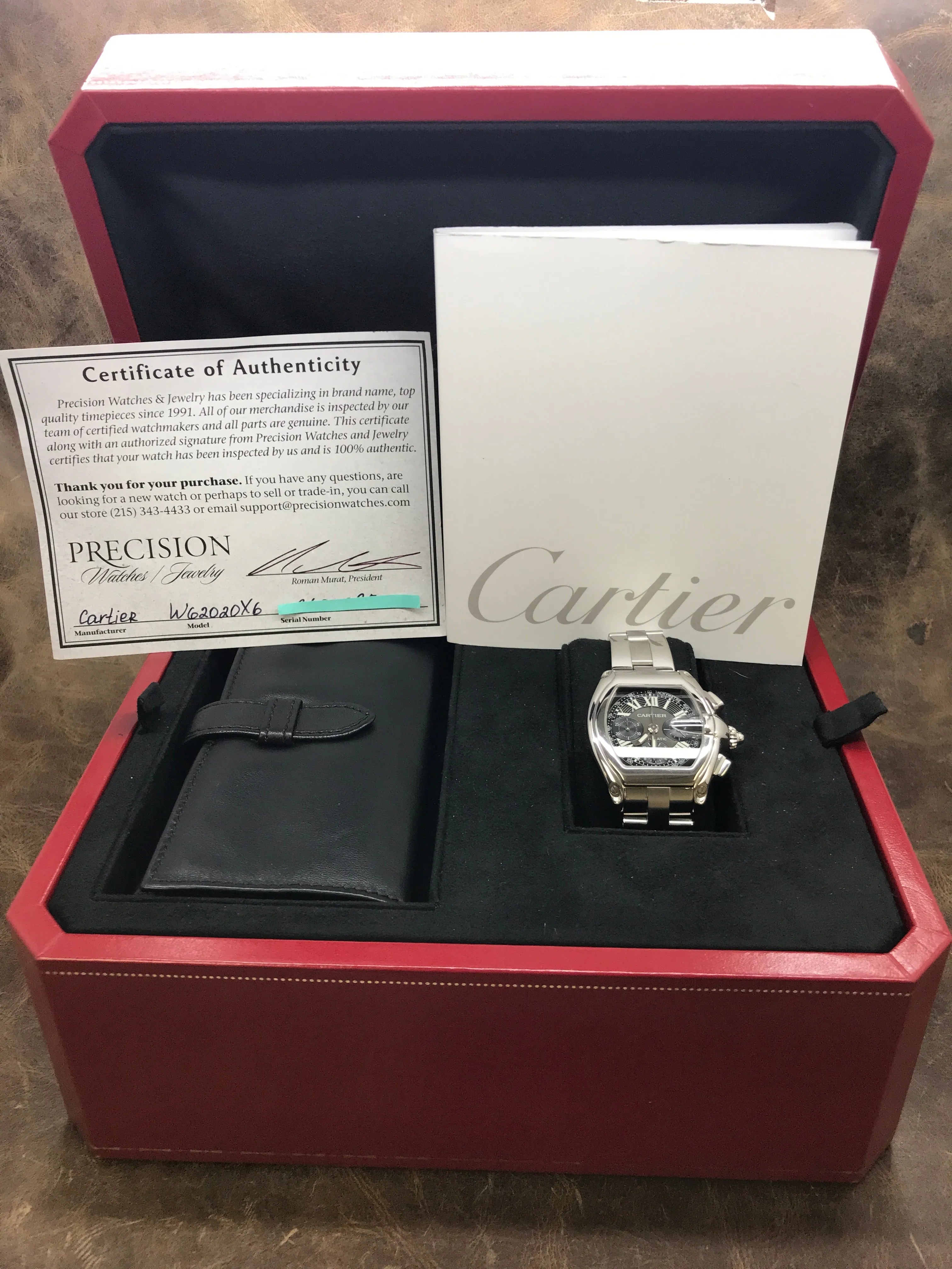 Cartier Roadster Chronograph W62020X6 Black Dial Automatic  Watch