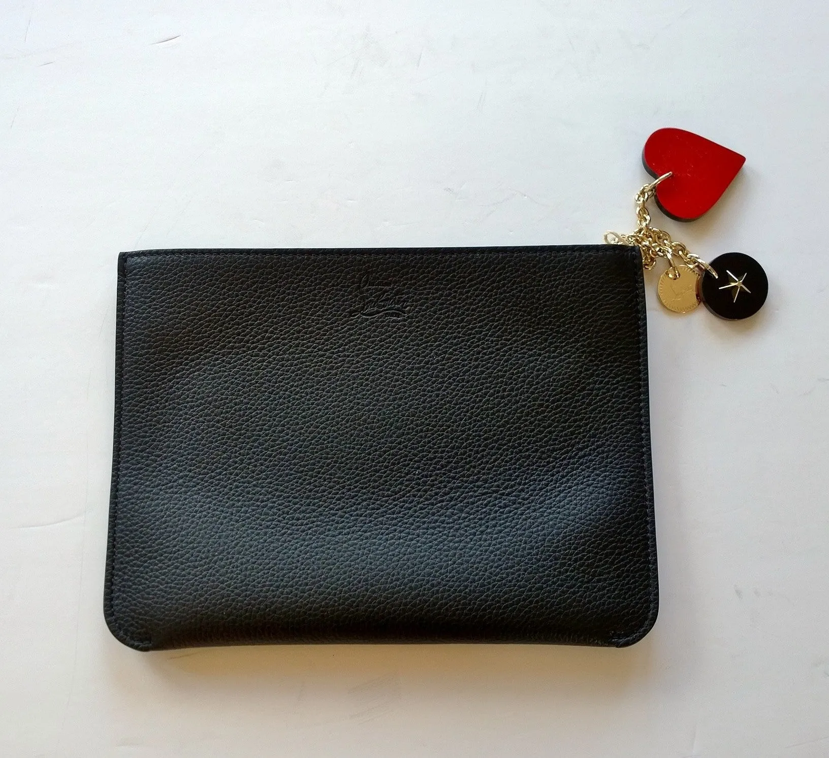 Christian Louboutin Loubicute Clutch Bag in Black Leather with Charms