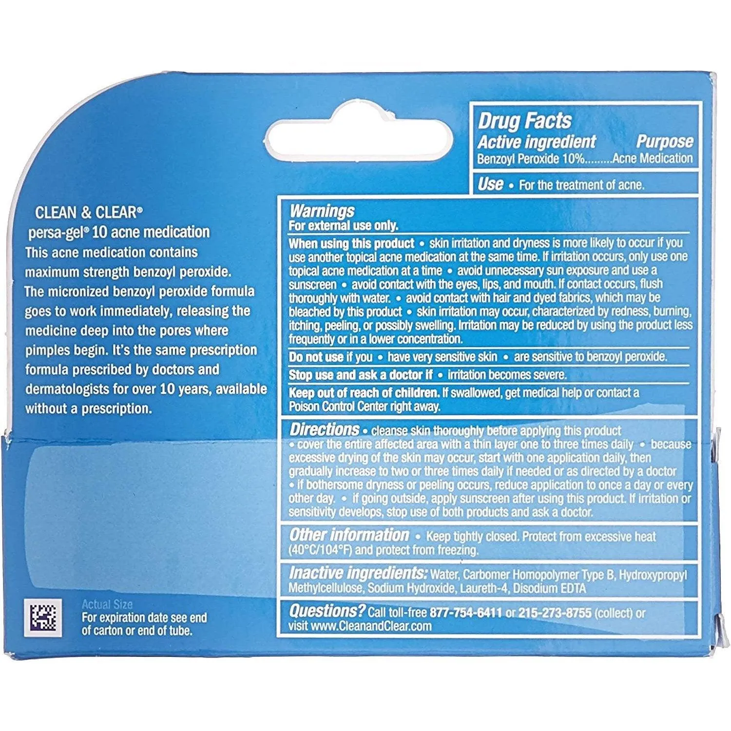 Clean & Clear Persa-Gel 10 Acne Medication - 1 OZ