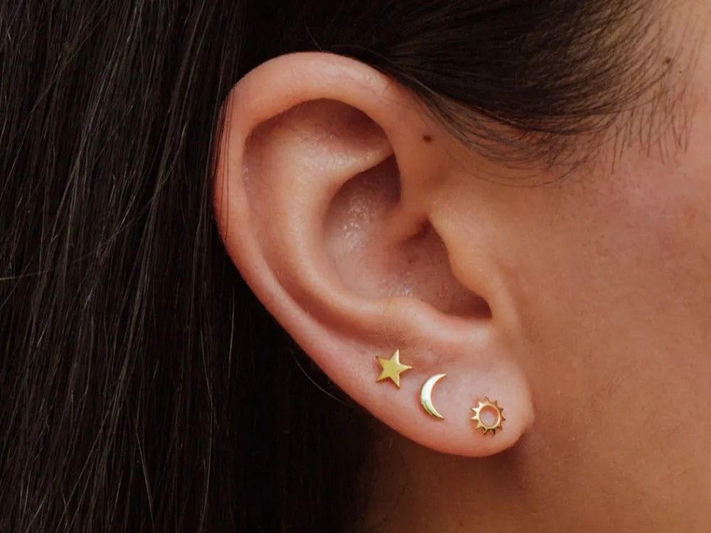 Crescent Moon Studs