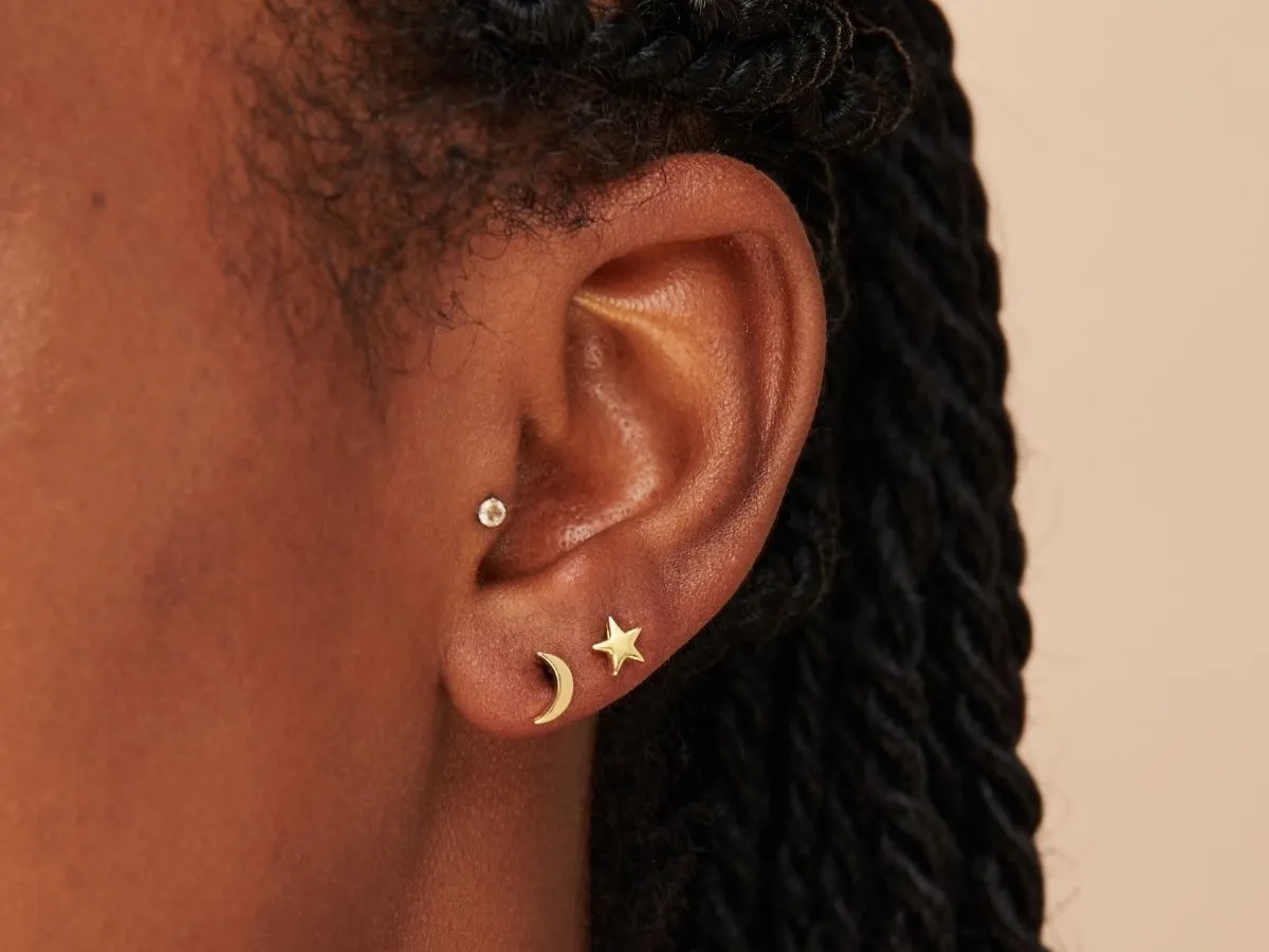 Crescent Moon Studs