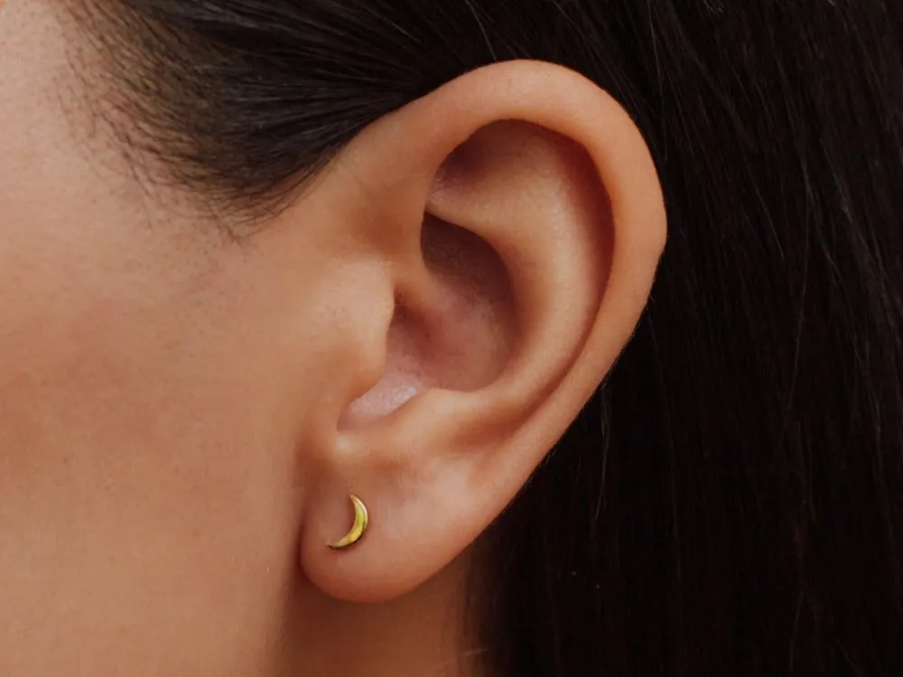 Crescent Moon Studs