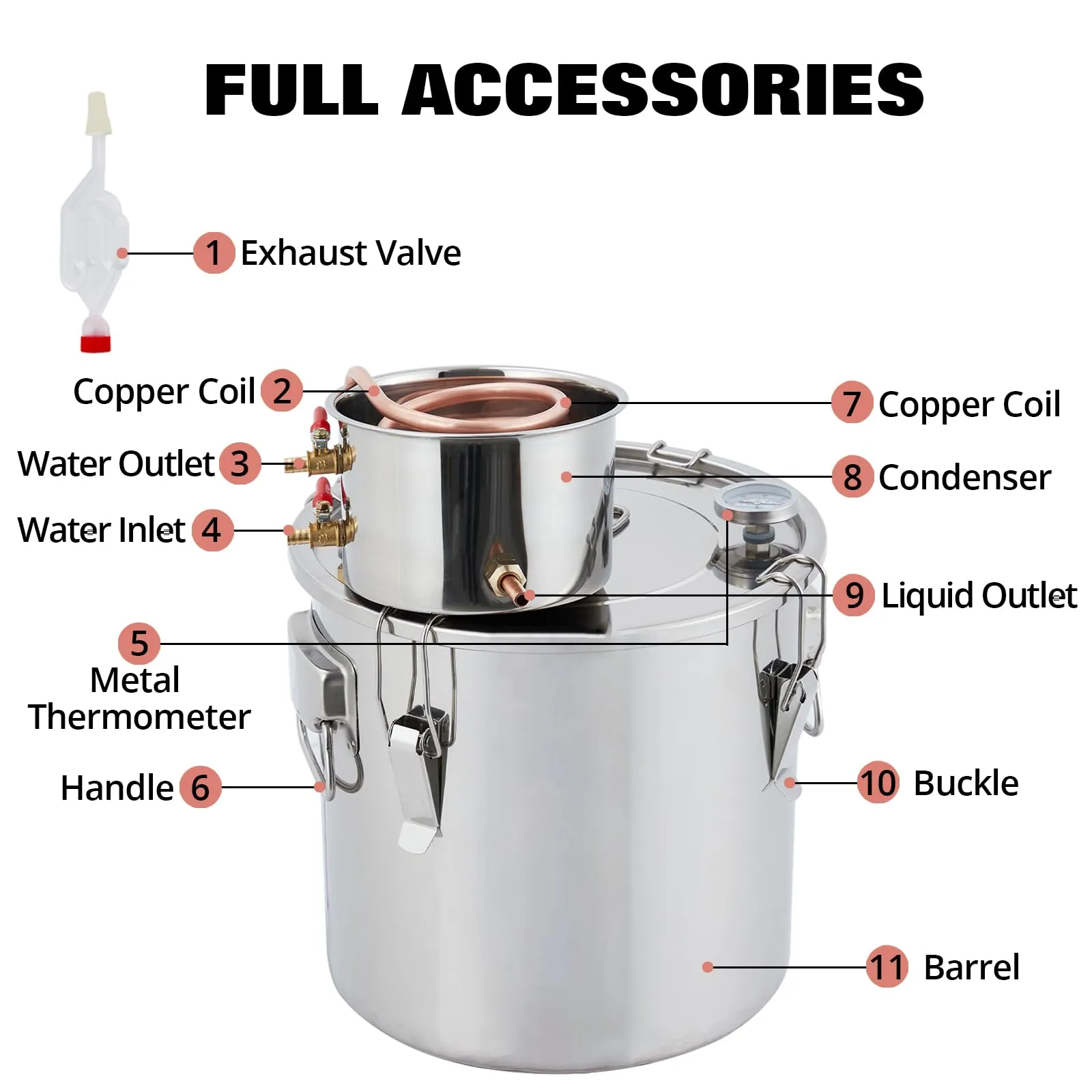 GARVEE 3Gal(2 Pots) Alcohol Distiller, Stainless Steel Kit with Copper Tube for Home Brewing Whisky, Wine, Brandy