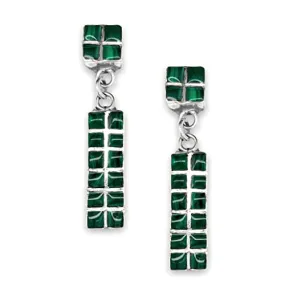 Genuine Malachite Earrings, 925 Sterling Silver, Authentic Native American USA Handmade, Post Style, Nickel Free, Dark Green