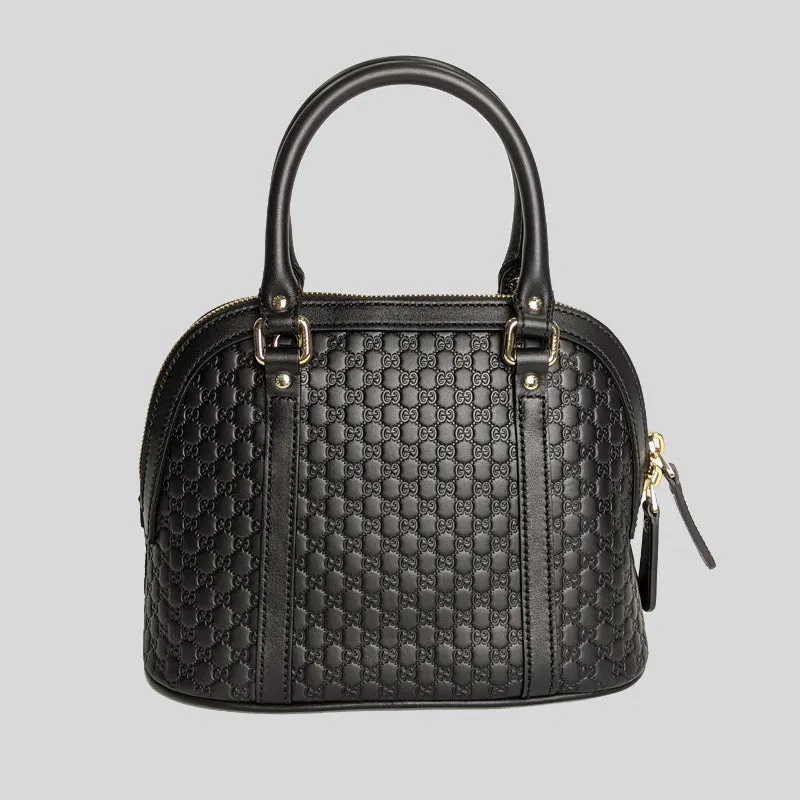 GUCCI Micro GG Leather Mini Dome Crossbody Bag Black RS-449654