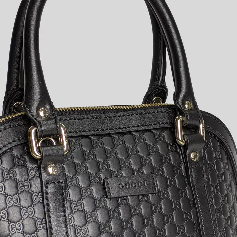 GUCCI Micro GG Leather Mini Dome Crossbody Bag Black RS-449654