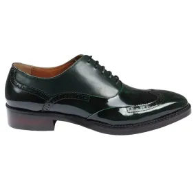 Harry - Men's Green Patent Leather Brogue Shoes