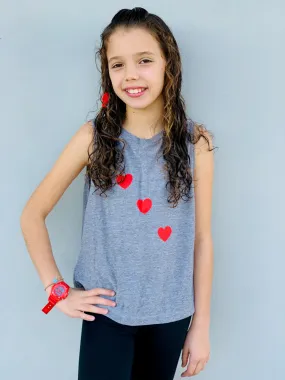 Hearts Red Gray Tank